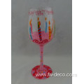 painted red wine glasses goblet with pvc box